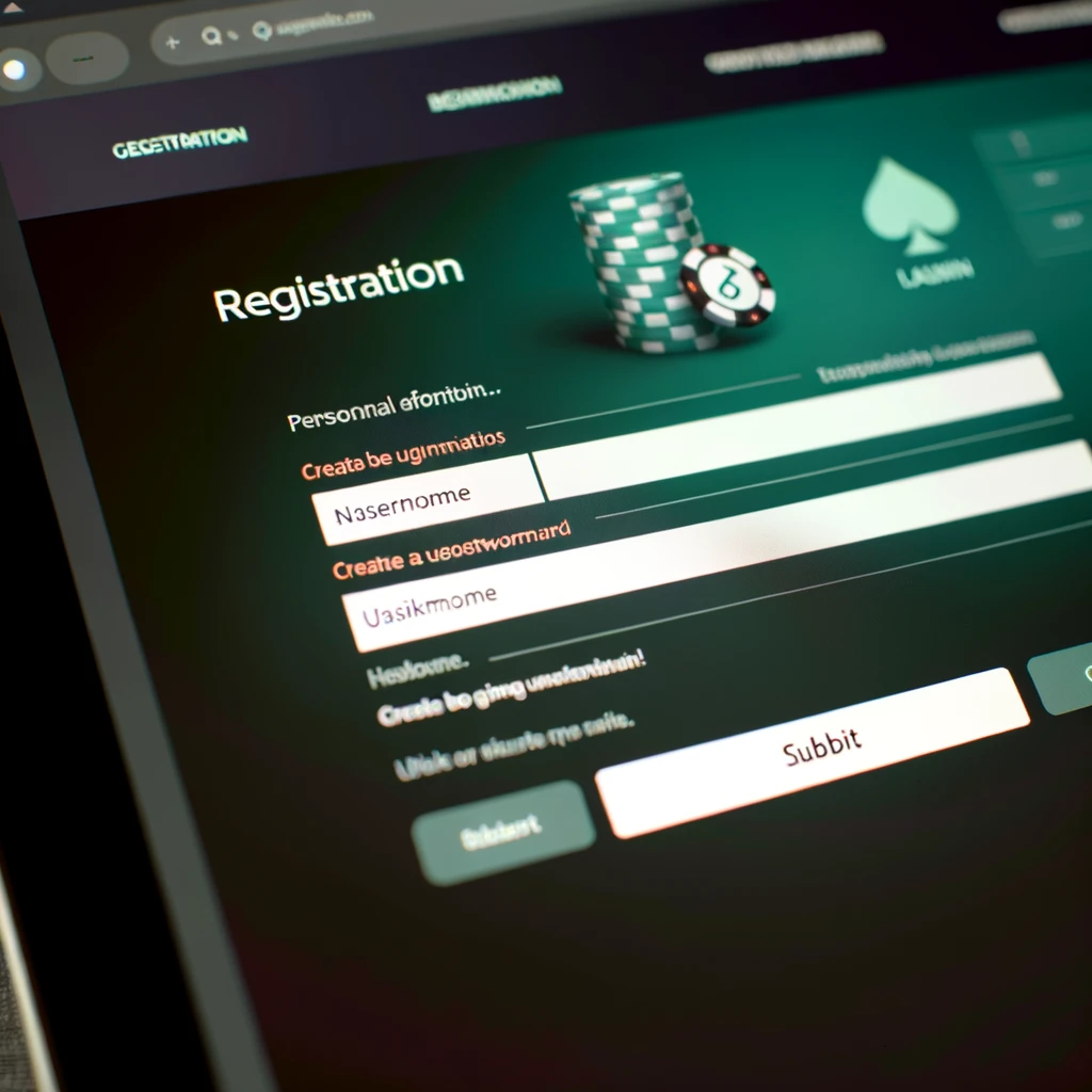 Captura de pantalla del proceso de registro en un casino en línea